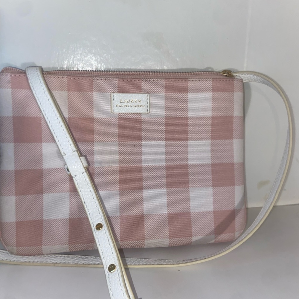 Lauren Ralph Lauren Pink Checkered Crossbody Bag